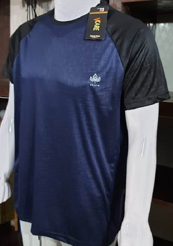 पुरुषों के लिए ब्लैक एंड ब्लू प्योर कॉटन प्रिंटेड हाफ स्लीव टी-शर्ट आयु वर्ग: वयस्क