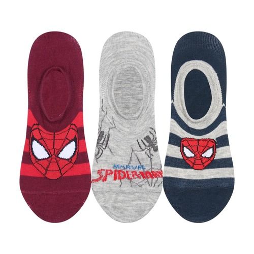 Multicolor Disney Spiderman Character Printed No Show Length Mens Combed Cotton Socks Pack Of 3