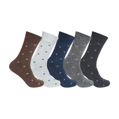 Multicolor Mens Combed Cotton Reinforced Heel And Toe Regular Length Socks (Pack Of 5)