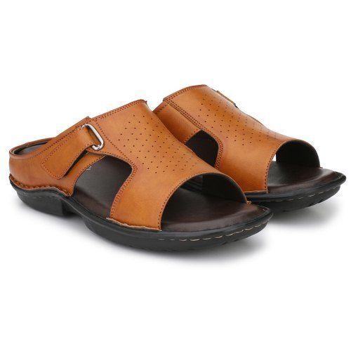 Orange Comfortable Flat Heel Daily And Casual Wear Brown Colour Mens Slippers