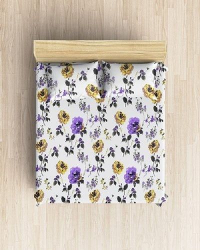 Quick Dry White Color Flower Printed Cotton Double Bed Sheet With Extra Soft Comfortable