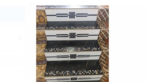 सादा मोटाई 10 मिमी, सीढ़ियों के लिए सफेद और काले रंग की सुंदर डिजाइन ग्रेनाइट टाइल्स, स्टेप और राइजर, सीढ़ी, 4 फीट