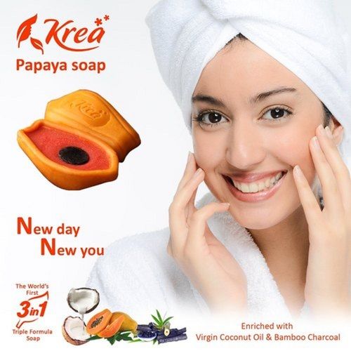 3 In 1 Papaya Bath Soap With Virgin Coconut And Bamboo Charcoal, 100 GM
