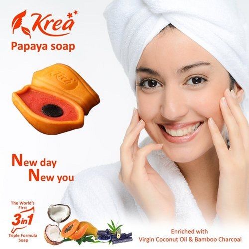 Skin-Friendly 3 In 1 Papaya Bath Soap With Virgin Coconut And Bamboo Charcoal, 100 Gm