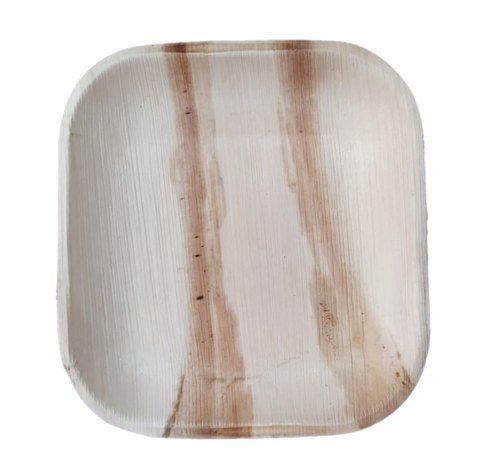 Eco-Friendly Off White Square Plain Disposable Shallow Areca Palm Plates Size: Standard