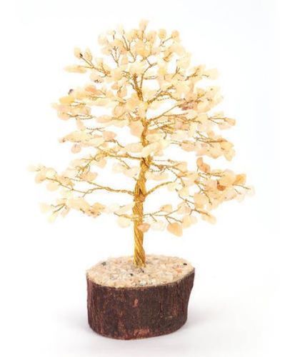 Home Decorative Genuine Citrine Stone Tree With Polished Wooden Base
