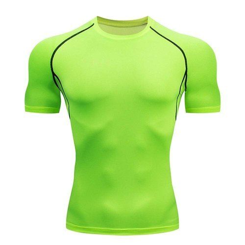 Light Green Color Plain Pattern Round Neck Half Sleeves Style T Shirt For Men