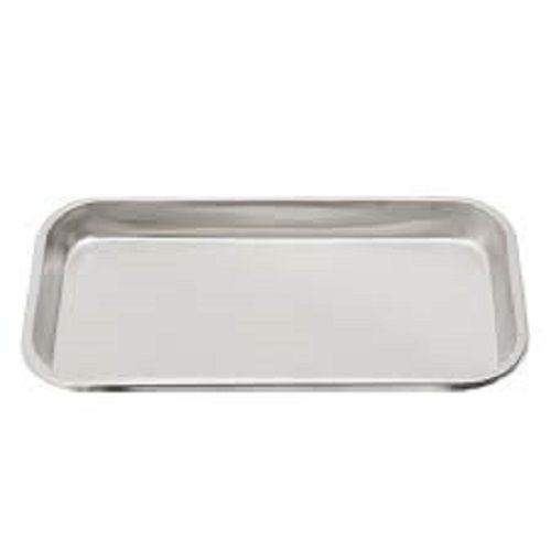 Long Lasting And Durable Stainless Steel Silver Rectangular Medical Tray