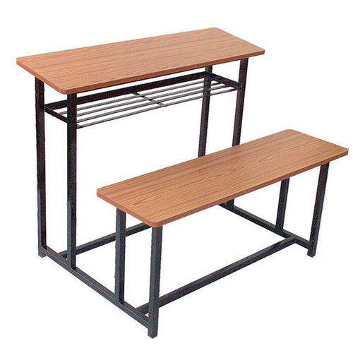 Termite Proof Hard Wooden Dual Desk Bench For School And College