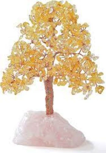 White Stone Base Yellow Color Natural Citrine Stone Money Tree For Decoration Purpose