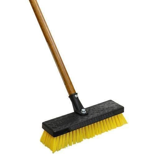 Black And Yellow Heavy-Duty Plastic And Wooden Floor Cleaning Brush