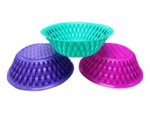 High Quality 8 inch Diameter Round Multicolored Plastic Fruit Basket for Kitchenware