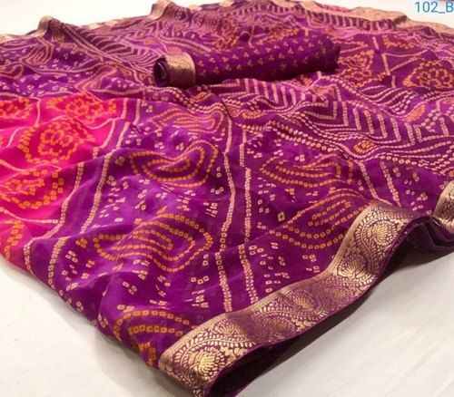 Multi Color Printed Pattern Chiffon Casual Wear Ladies Saree With Unstitched Blouse Piece