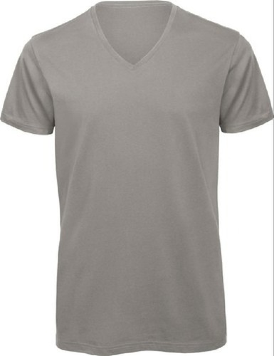 Pure Cotton Ash Color Plain Dyed Half Sleeve V Neck Mens T Shirts ...
