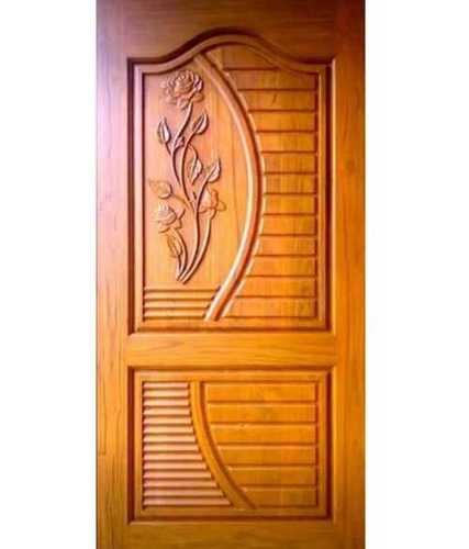 Wooden Door In Yellow Brown Color, Hinged Open Style, 6 X 3 Feet Size