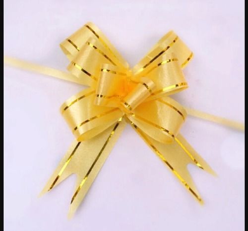 Yellow Plain Gift Packing Pull Nylon Bow Ribbons, Pack Of 50 Piece For Gift Decorations Length: 23  Centimeter (Cm)