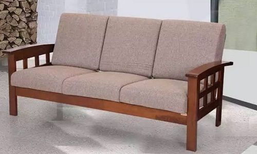 Brown Color Modern Wooden Three Seater Sofa Set Soft Cushioned Comfortable For Sitting