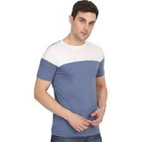 Cotton Fabric Grey And White O Neck Short Sleeve Mens T-Shirt, Comfortable To Wear Age Group: 19-25