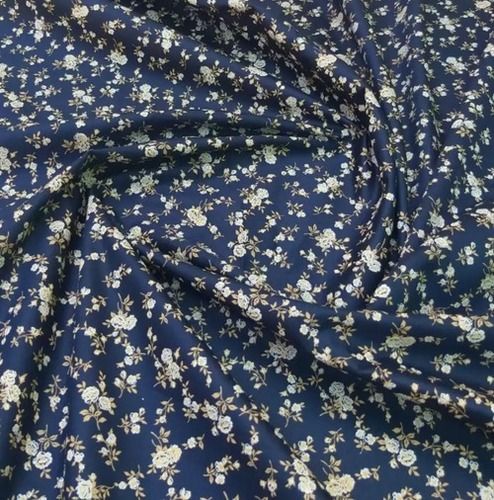 Dark Blue And White Floral Printed Pattern Cotton Shirting Fabric For Garments