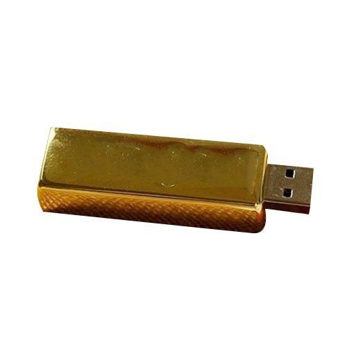 Easy to Use Portable Upto 64GB Storage Golden Colour Bar Metal USB Pen Drive