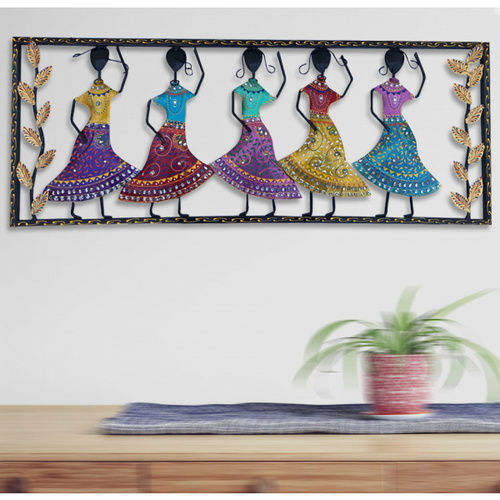 Multicolor Home Decorative Wrought Iron Folk Dancing Women Wall Panel/Wall Hanging