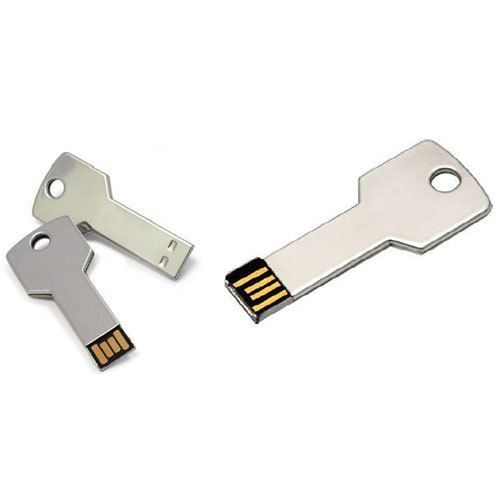 Key Shape Stylish Silver Color Pen Drive With Upto 64 GB Storage