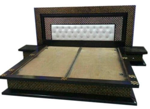 Handmade King Size Wooden Double Bed With Box Storage And Side Table Modern Style 