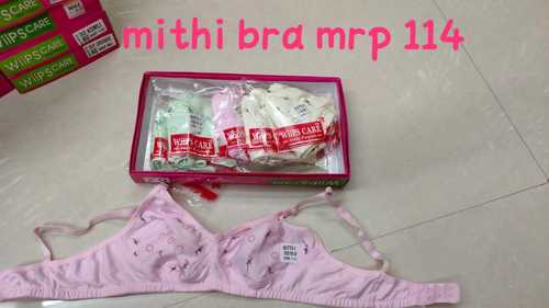 Unlined Pink Color Printed Soft And Comfortable Cotton Mithi Bra For Ladies