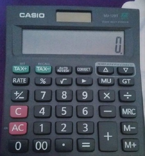 Black Step Check And Correct Digit Electronic Calculator With Large Digit Display And Metal Panel