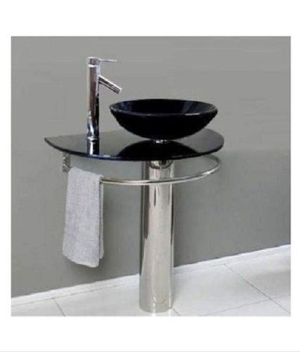 Black Heavy-Duty Table-Mounted Round Shaped Ceramic Wash Basin