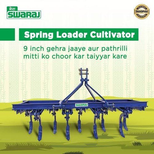 Blue High Strength Mild Steel 35Hp Swaraj Spring Loader 9 Tynes Cultivator For Agricultural Farming