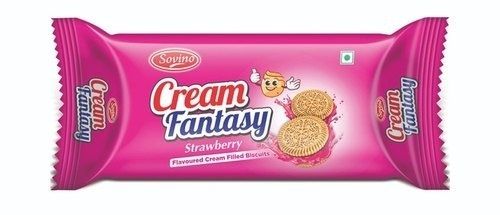 Delicious Taste Round Savino Fantasy Strawberry Flavoured Cream Filled Biscuits Fat Content (%): 12 Percentage ( % )