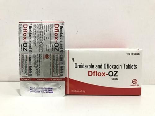 Dflox-Oz Ofloxacin And Ornidazole Antibiotic Tablets, 10X10 Alu Alu Blisterpack Storage: Cool & Dry Place