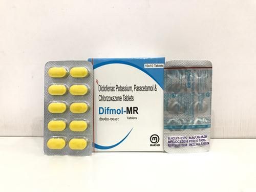 Tablets Difmol-Mr Diclofenac Potassium, Paracetamol And Chlorzoxazone Tablets, 10X10 Blister Pack