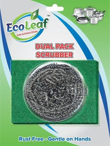 Rust Free Eco-Leaf Safe And Extra Clean Dual Pack Cleaner Scrubber, Rest Free-Gentle On Hands