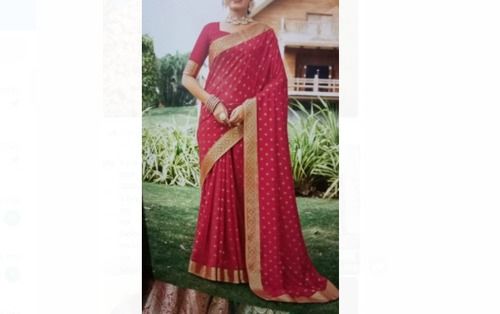 Party Wear Pink Colored Beautiful Weaving Pure Silk Fabric Saree With Unstitched Blouse Piece