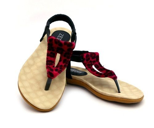 Red Casual Wear Stylish and Comfortable Back Strap Soft Padded Foot Bed Flat Sandals for Ladies