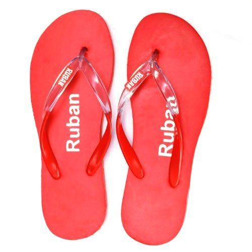 Summer Relax And Comfortable Red Color Rubber Fabrication Hawai Slippers For Ladies