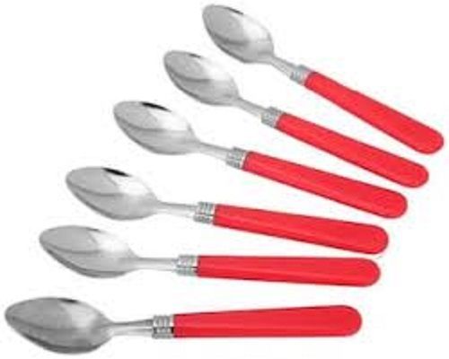 Red Robust Construction Easy To Wash Stainless Steel Table Spoons (Set 6 Pieces)