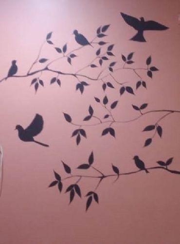 Black Birds Flying Between Tree Branch Floor Paint, Wall Sticker Vinyl Art Kids Rooms Chemical Name: Sodium Alginate