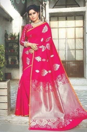 Buy Vishnu Weaves Women's Gajri Handloom Raw Silk Woven Border Saree with  Unstitched Blouse Online at Best Price | Distacart