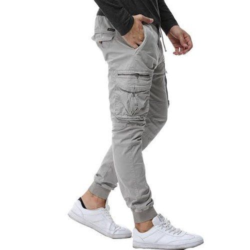 Washable Anti Wrinkle And Fade Fabric Grey Color 6 Pockets Cargo