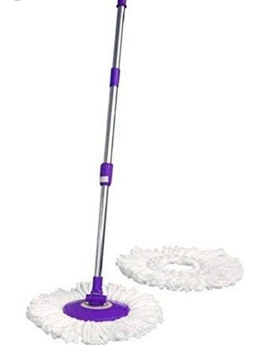 Plastic Long Handle Easy Twist Cleaning Mop With 2 Heads Cotton Looped End String