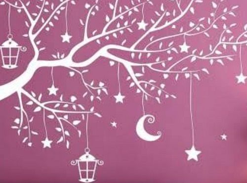 Moon And Star Hanging Tree Wall Decal Wall Paints, For Home Decoration  Chemical Name: Barium Sulphate