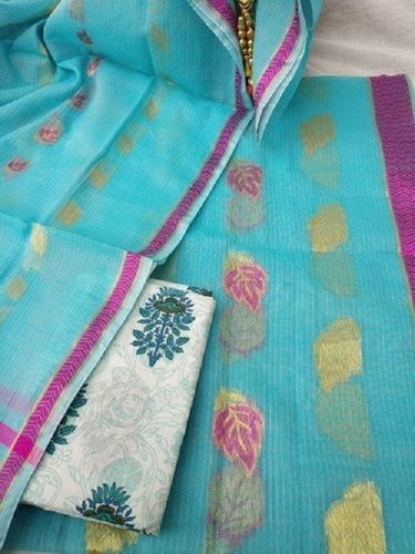 Sky Blue Designer Cotton Silk Printed Pattern Beautiful Design Party Wear Suit For Ladies