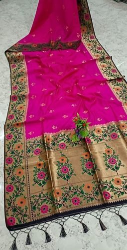 Printed Womens Fancy Beautiful Banarasi Look, Cotton Silk Fabric Saree With Blouse Piece