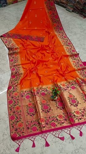 Womens Simple And Fancy Banarasi Look, Cotton Silk Saree With Blouse Piece