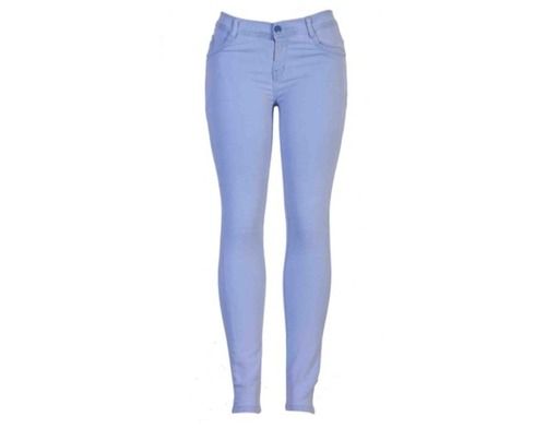 Washable 1 Pcs Of Women Light Blue Straight Fit Jeans, Solid Pattern With High Rise 