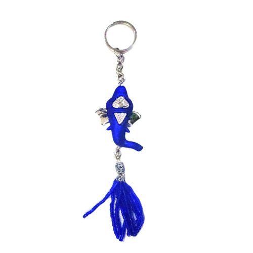 Metal Attractive Designs And Crack Resistance Blue Plastic Lace Ganesh Keychain