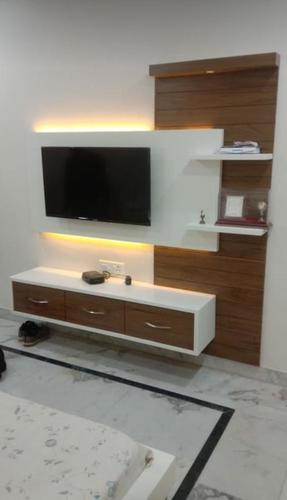 Brown Designer Ply Board Tv Wall Unit With Storage For Homes Purposes 892 